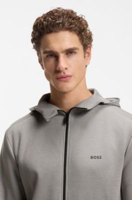 Veste sportive &agrave; capuche anti-odeurs avec d&eacute;tails r&eacute;fl&eacute;chissants, Gris chin&eacute;