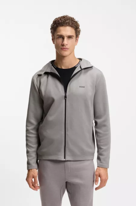 Reflective-detail zip-up hoodie with odour control