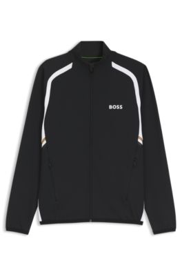 Active Zip-up sweatshirt in stretch gabardine, Black