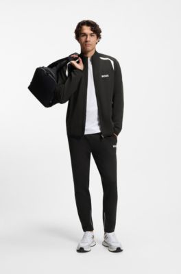 Sweat zipp&eacute; en gabardine stretch thermor&eacute;gulatrice, Noir