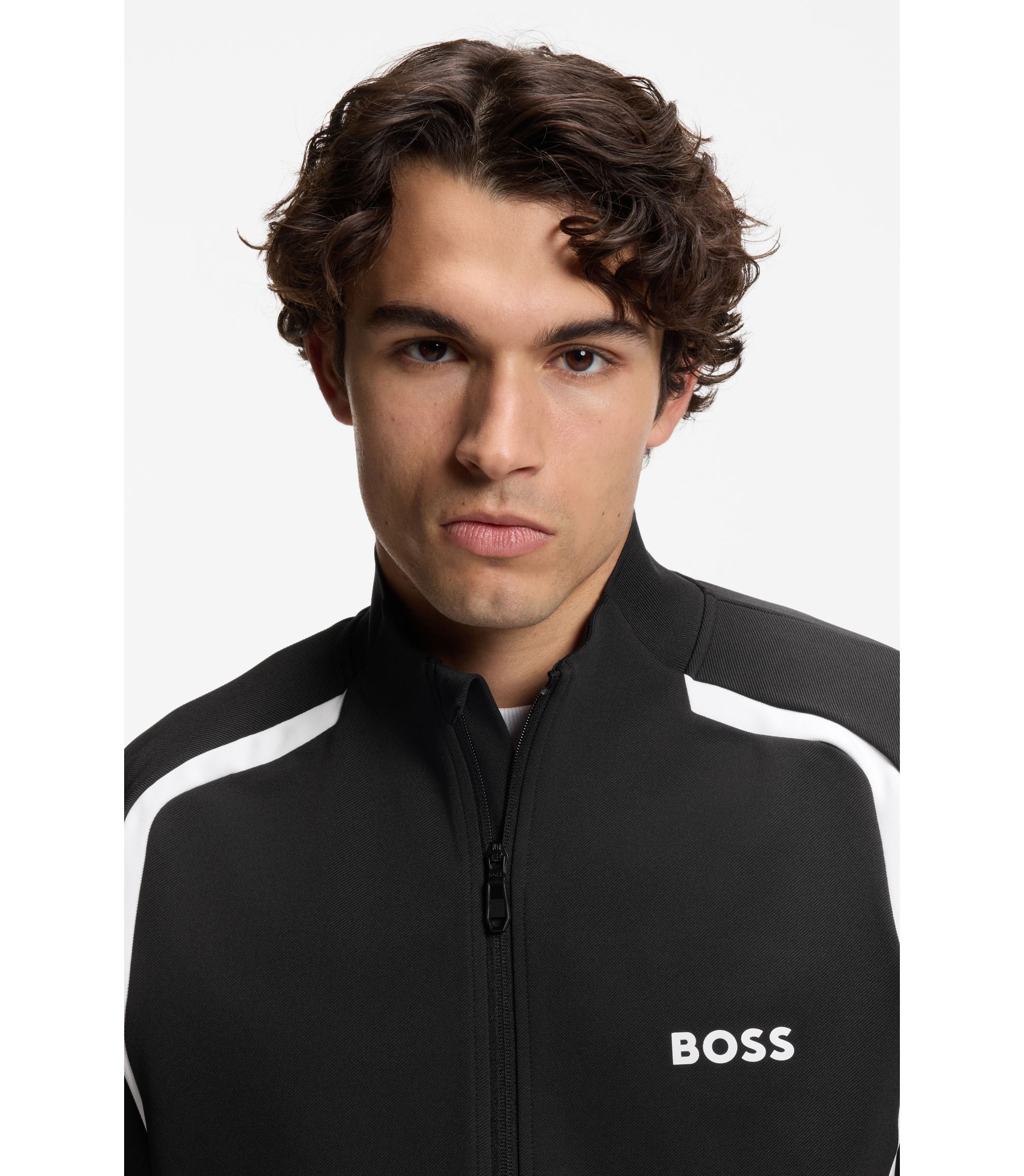 BOSS - Zip-up sweatshirt in temperature-regulating stretch