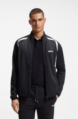 Active Zip-up sweatshirt in stretch gabardine, Black