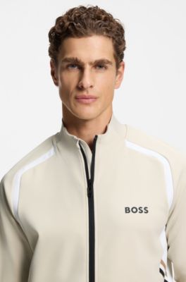 Active Zip-up sweatshirt in stretch gabardine, Light Beige