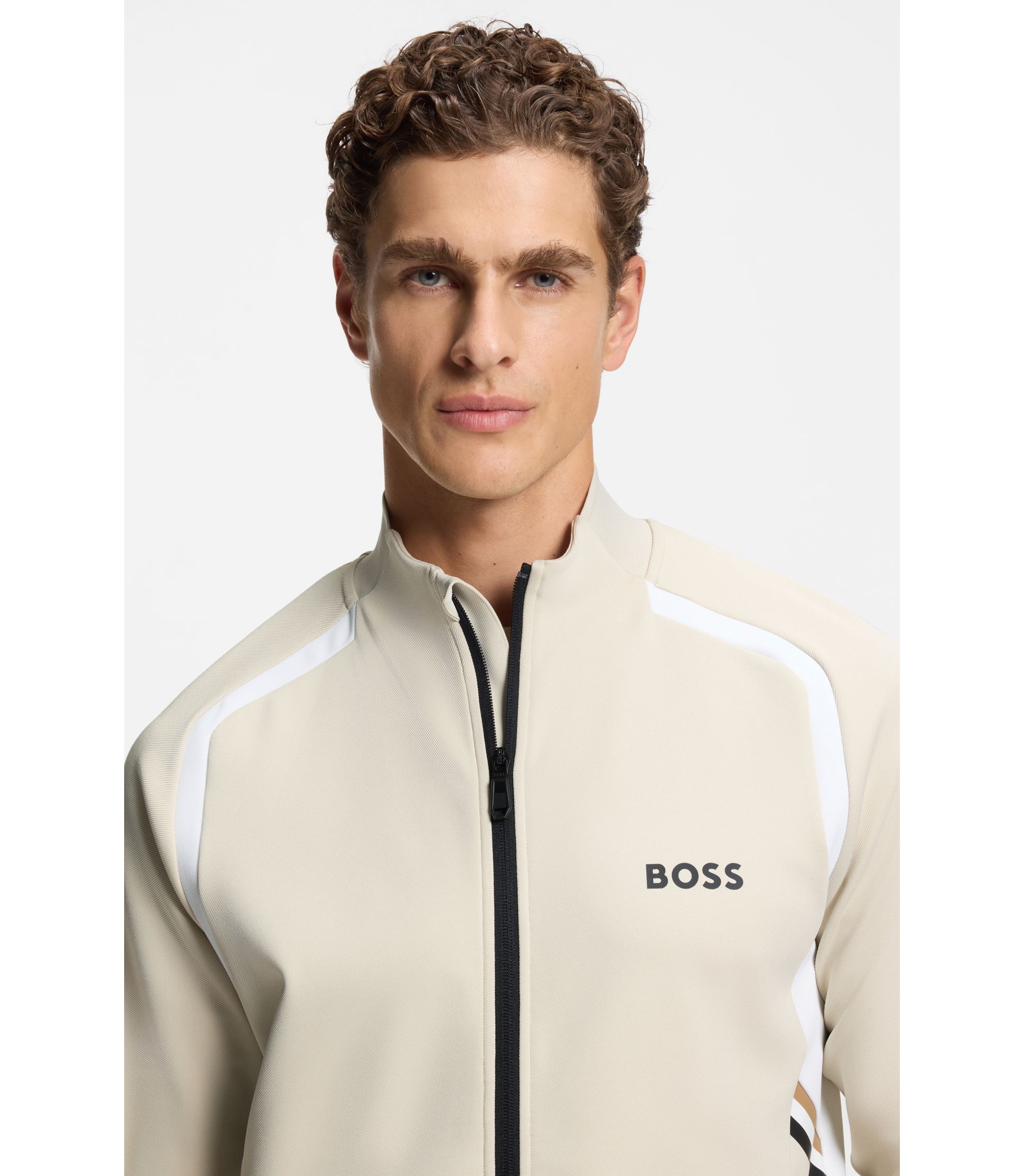 BOSS - Zip-up sweatshirt in temperature-regulating stretch