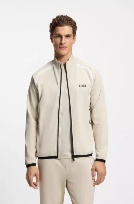 Zip-up sweatshirt in temperature-regulating stretch gabardine