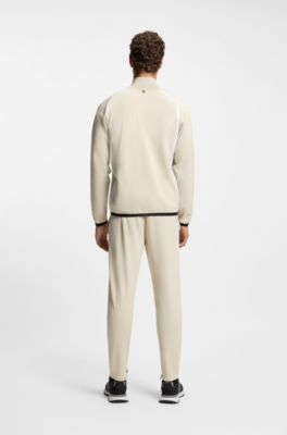 Active Zip-up sweatshirt in stretch gabardine, Light Beige