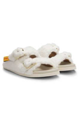 BOSS x Steiff teddy slides, White