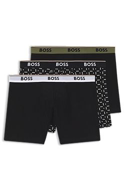 Three-pack of stretch-cotton boxer briefs with logo waistband