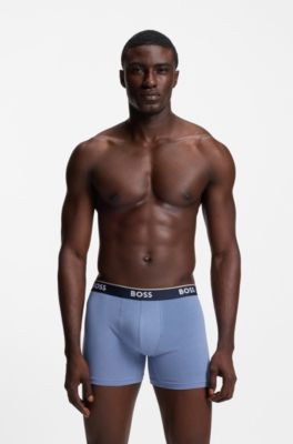 Three-pack of stretch-cotton boxer briefs, Light Blue