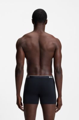 Paquete de tres calzoncillos b&oacute;xer de algod&oacute;n el&aacute;stico con logos en la cintura, Celeste