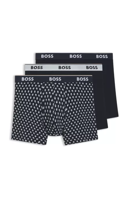 Three-pack of stretch-cotton boxer briefs with logo waistband