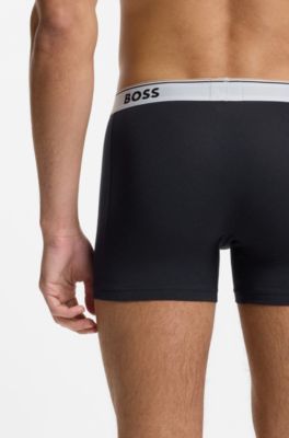 Three-pack of stretch-cotton boxer briefs with logo waistband, Light Blue