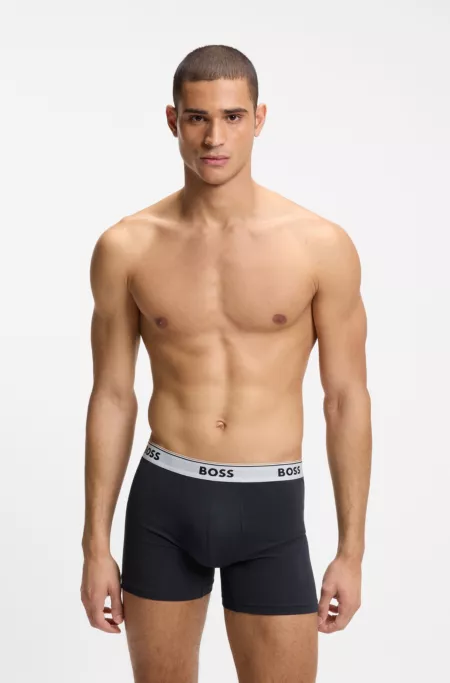 Three-pack of stretch-cotton boxer briefs with logo waistband