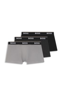 Paquete de tres calzoncillos en algod&oacute;n el&aacute;stico con detalles de logo, Gris oscuro