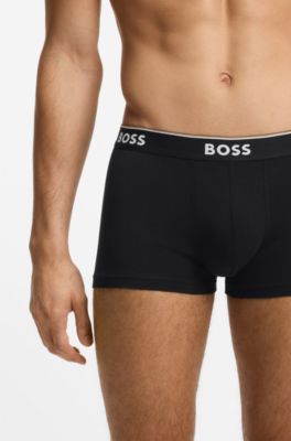 Paquete de tres calzoncillos en algod&oacute;n el&aacute;stico con detalles de logo, Gris oscuro
