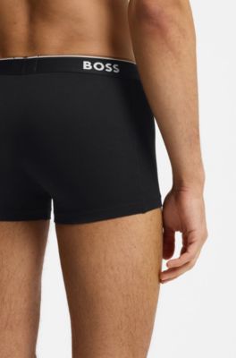 Paquete de tres calzoncillos en algod&oacute;n el&aacute;stico con detalles de logo, Gris oscuro