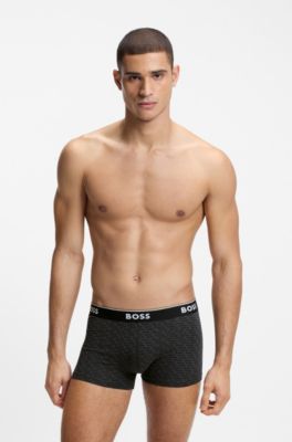 Paquete de tres calzoncillos en algod&oacute;n el&aacute;stico con detalles de logo, Gris oscuro