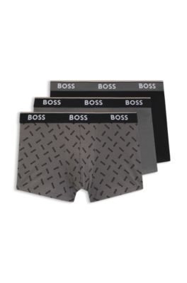 Paquete de tres calzoncillos en algod&oacute;n el&aacute;stico con detalles de logo, Gris claro