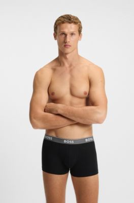 Three-pack of trunks with logo waistbands, Light Grey