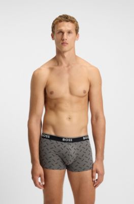 Lot de trois boxers courts avec taille &agrave; logo, Gris chin&eacute;