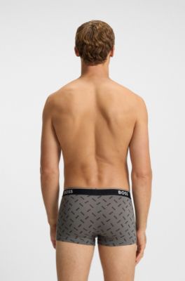 Lot de trois boxers courts avec taille &agrave; logo, Gris chin&eacute;