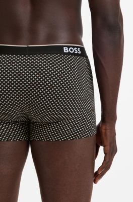 Three-pack of logo-detail trunks in stretch cotton, Beige