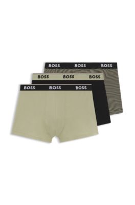 Three-pack of trunks with logo waistbands, Light Green