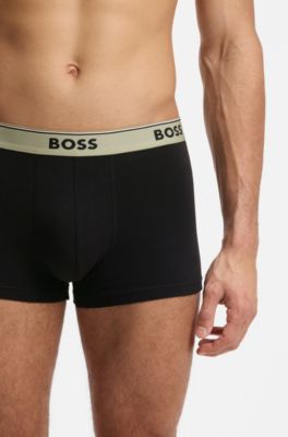 Three-pack of trunks with logo waistbands, Light Green