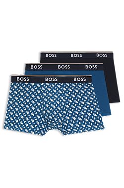 Three-pack of trunks with logo waistbands