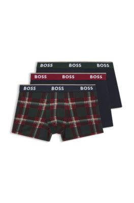 Paquete de tres calzoncillos en algod&oacute;n el&aacute;stico con detalles de logo, Rojo claro