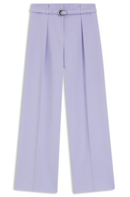 Buckled-belt trousers with pleat front, Purple