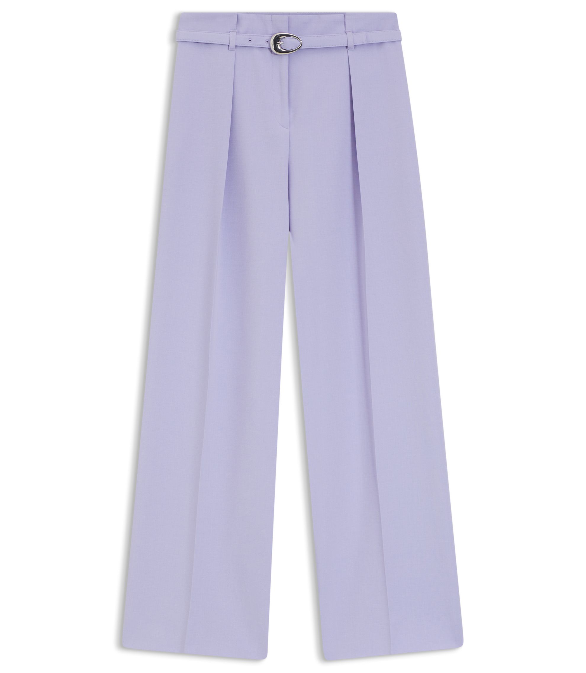 HUGO - Buckled-belt trousers with pleat front - Purple