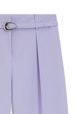 Buckled-belt trousers with pleat front, Purple