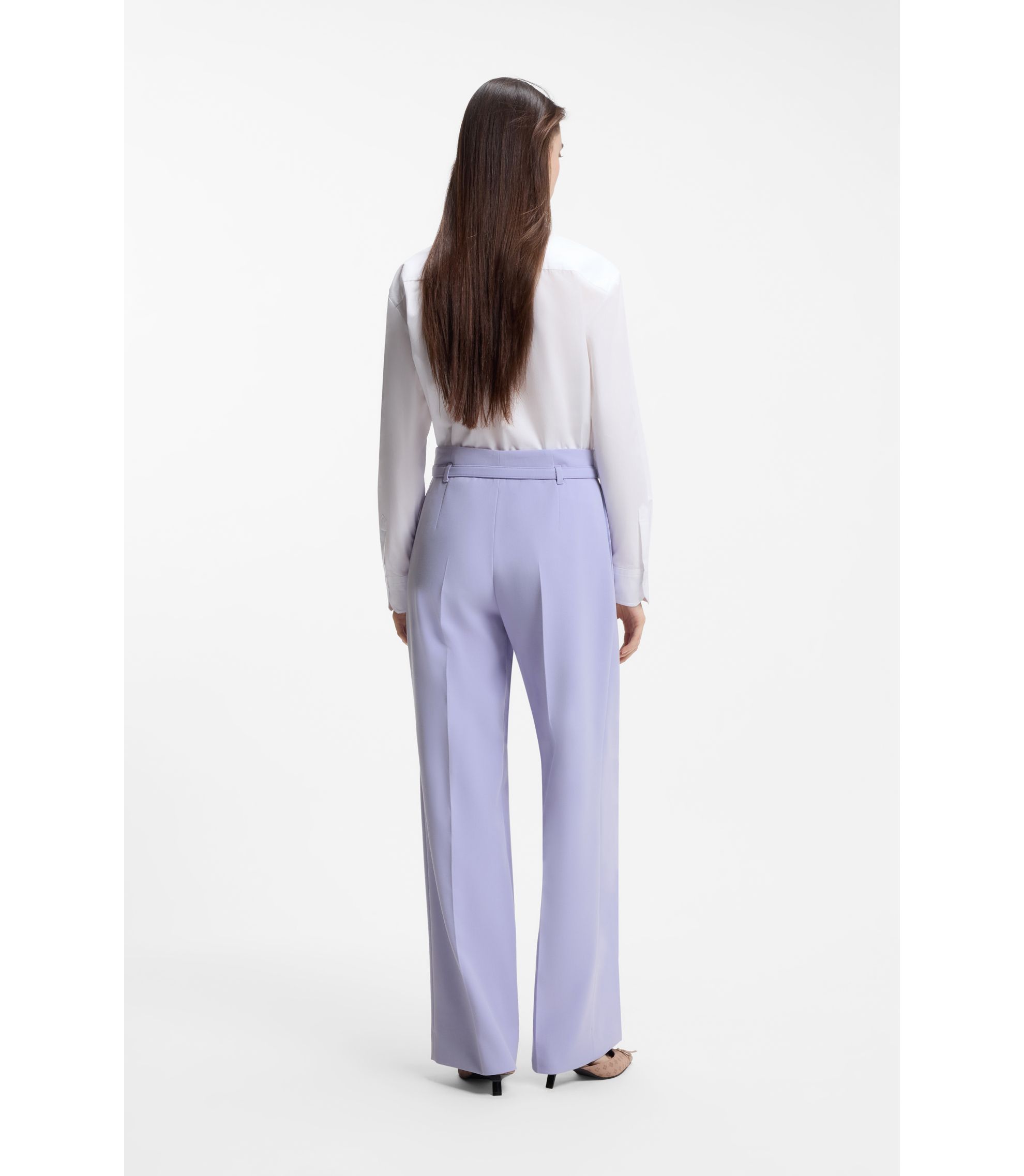 HUGO - Buckled-belt trousers with pleat front - Purple