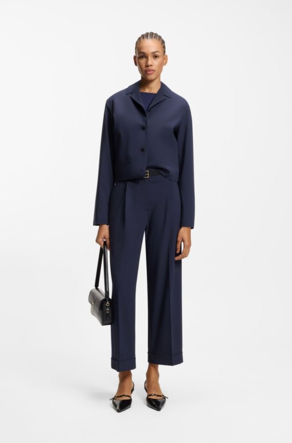 Cropped trousers with front pleats - image 2