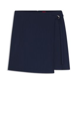 Pinstripe pencil skirt with belt, Patterned