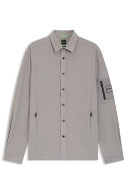 Surchemise Relaxed en tissu gaufr&eacute;, Gris chin&eacute;