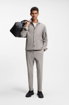 Sobrecamisa relaxed fit en tejido de rejilla, Gris claro