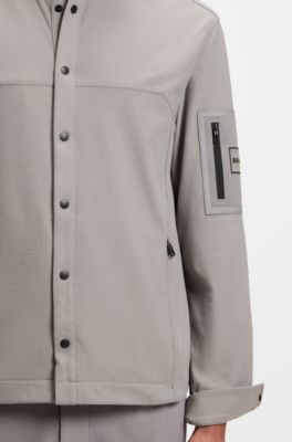 Sobrecamisa relaxed fit en tejido de rejilla, Gris claro