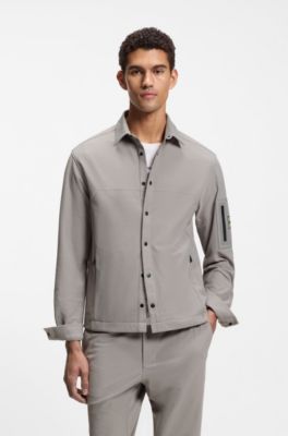 Sobrecamisa relaxed fit en tejido de rejilla, Gris claro