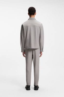 Relaxed-fit overshirt in waffle fabric, Light Grey