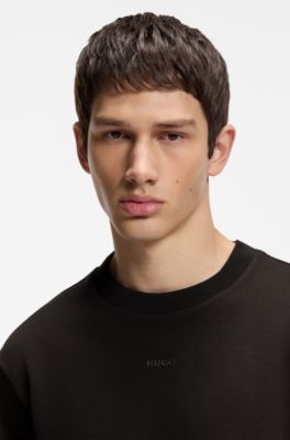 Embroidered-logo T-shirt in stretch cotton, Black