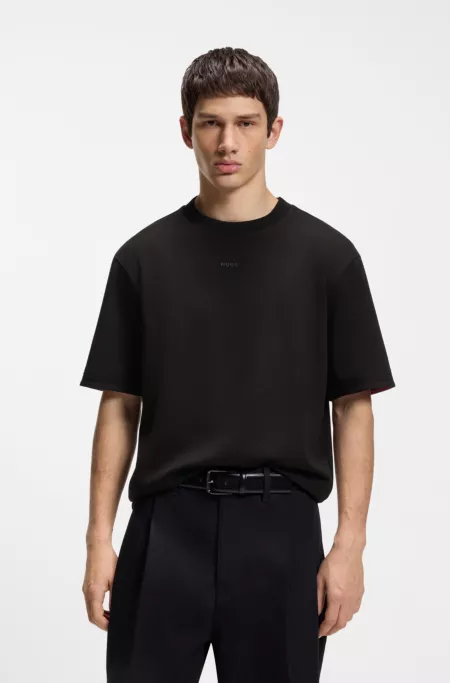 Embroidered-logo T-shirt in stretch cotton