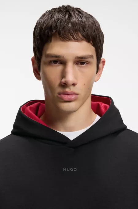 Embroidered-logo hoodie in stretch cotton