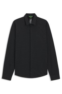 Camisa regular fit en punto de algod&oacute;n, Gris oscuro