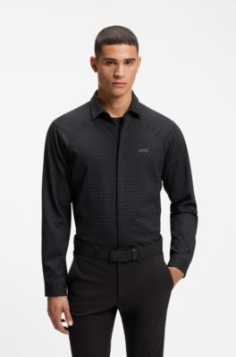 Camisa regular fit en punto de algod&oacute;n, Gris oscuro