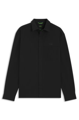 Sobrecamisa relaxed fit de sarga repelente al agua, Negro