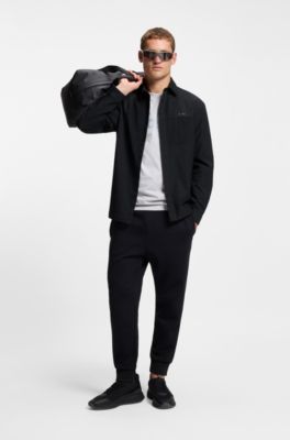 Sobrecamisa relaxed fit de sarga repelente al agua, Negro