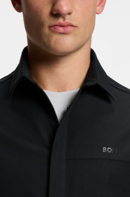 Sobrecamisa relaxed fit de sarga repelente al agua, Negro