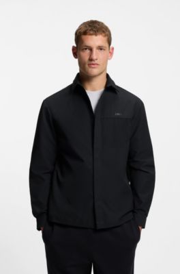 Relaxed-fit overshirt in water-repellent twill, Black